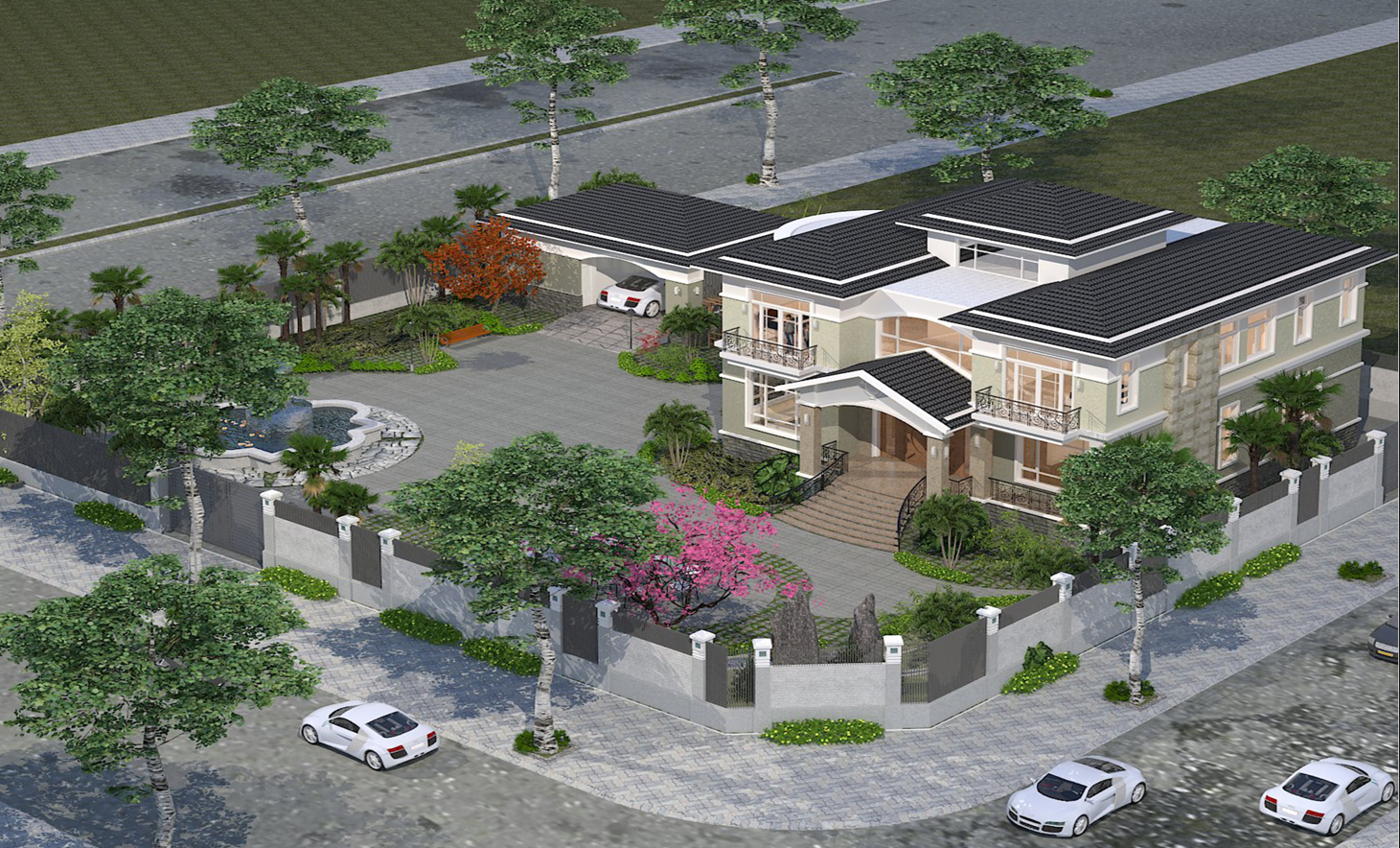 Full Hồ sơ Biệt thự 2 tầng 16x16 (kiến trúc, kết cấu, điện nước, dự toán)